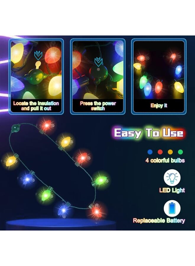 2pcs,Light up Flashing Necklace Toys for Kids, Glow in the Dark LED Light Bulbs for Adults, Ugly Christmas Birthday Wedding Rave Carnival Party Favors Supplies  - Image 2
