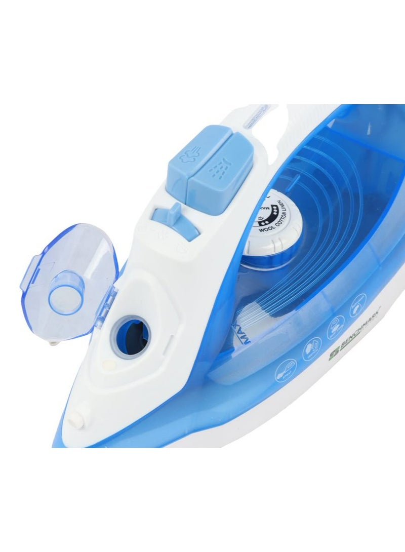 Benchmark Steam iron, ceramic soleplate, dry ironing function, spray and steam function, 2000 watts, blue - Image 3