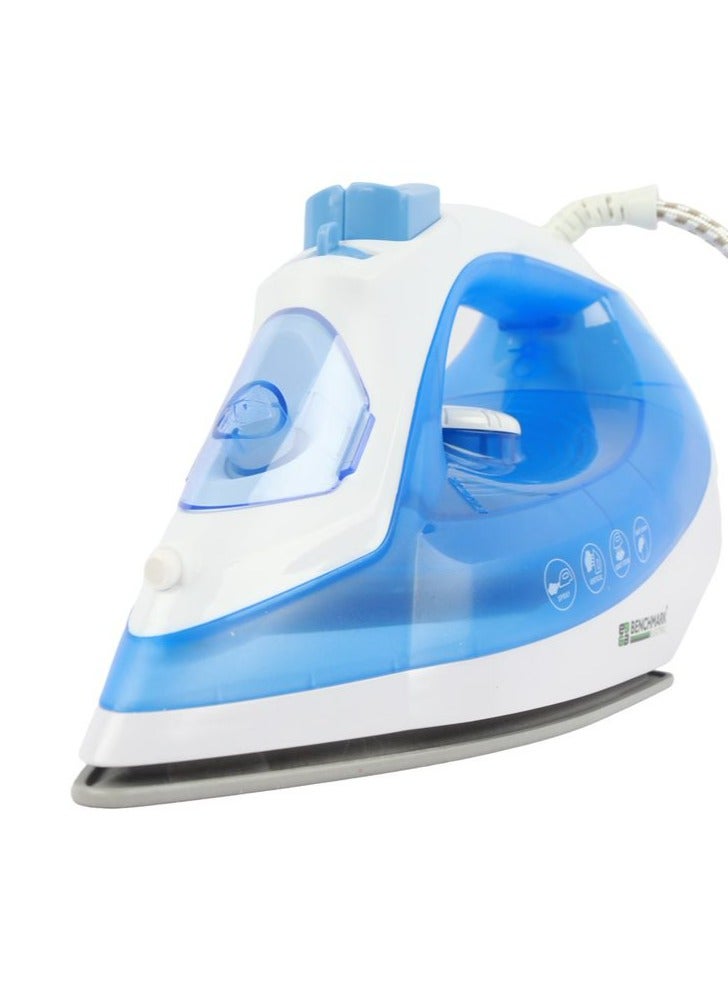Benchmark Steam iron, ceramic soleplate, dry ironing function, spray and steam function, 2000 watts, blue - Image 4