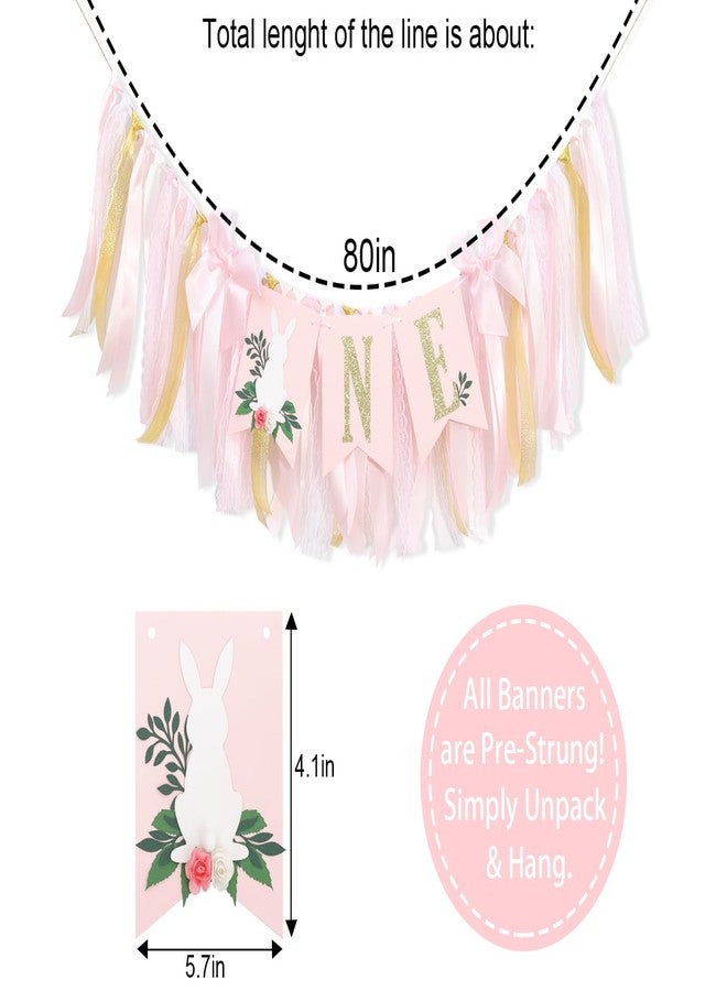 HIKLO Some Bunny Is One High Chair Banner - Bunny 1st Birthday Decorations for Girls, Spring Rabbit First Birthday Party Supplies, Pink Bow Easter Party Photo Props Cake Smash - Image 2