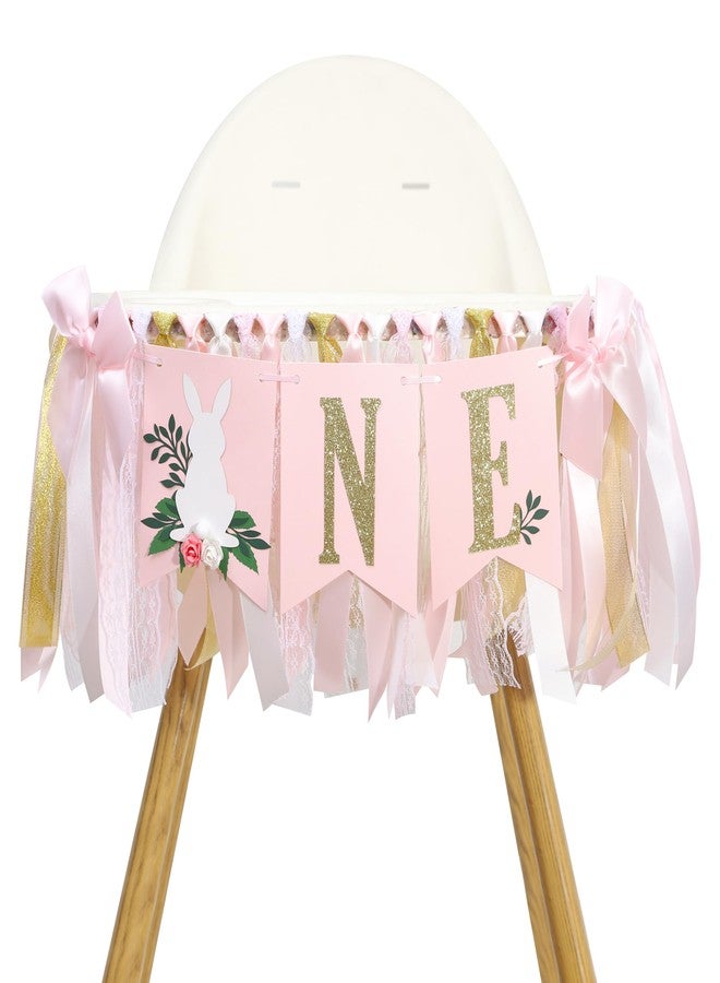 HIKLO Some Bunny Is One High Chair Banner - Bunny 1st Birthday Decorations for Girls, Spring Rabbit First Birthday Party Supplies, Pink Bow Easter Party Photo Props Cake Smash - Image 1