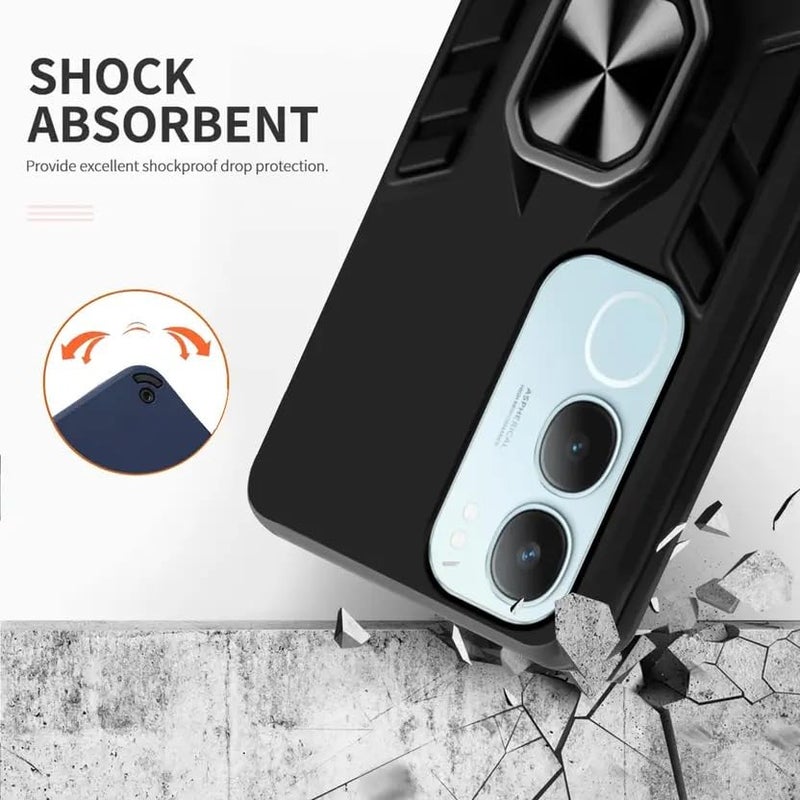 AIBEX Armor Back Cover Compatible for Vivo Y29 5G| Rugged Shockproof Case with Ring Holder & Kickstand | Military-Grade Protection | Magnetic Car Mount Compatible - Image 4