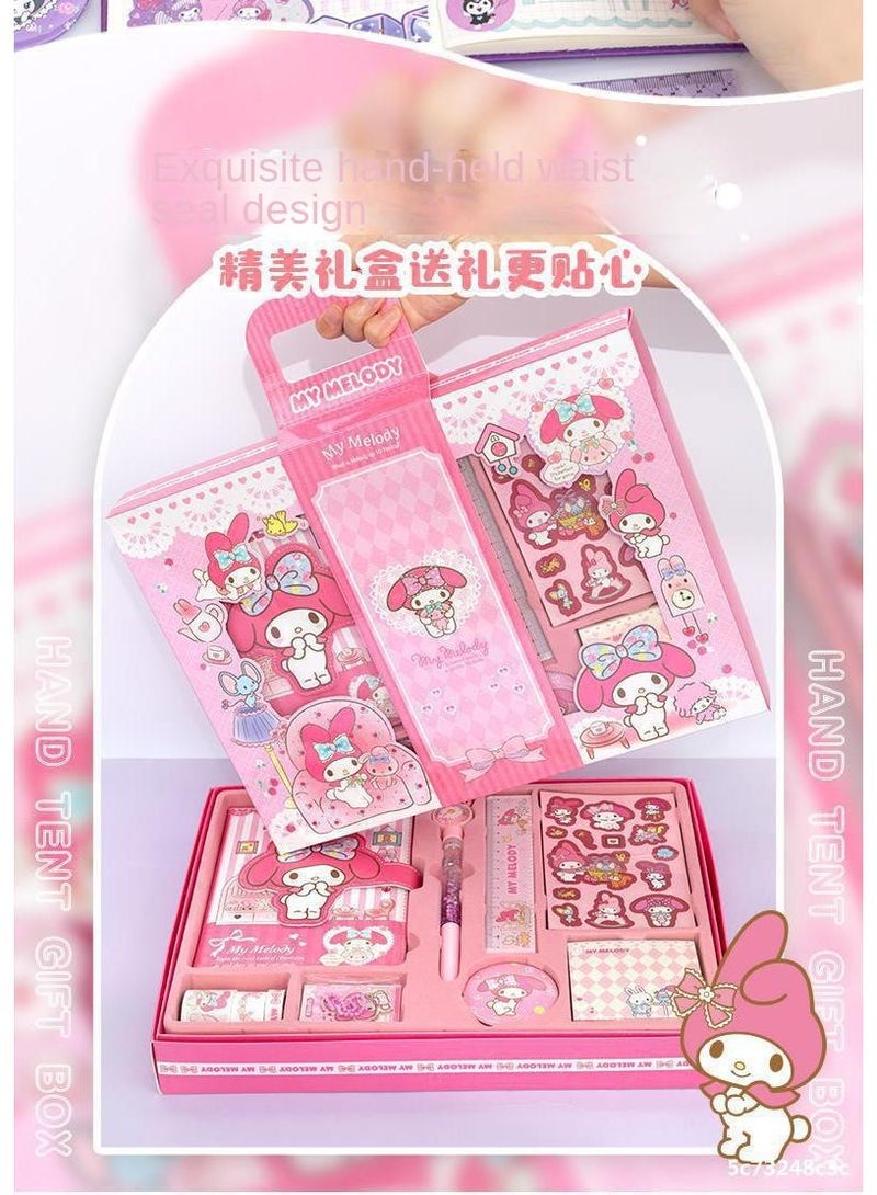 kuromi طقم القرطاسية دليل سكربوكينغ منظم، دفتر ملاحظات محمول، شريط، مسطرة، قلم، وملصقات هدايا مثالية لعيد الميلاد للفتيات من سن 4-12، هدية مثالية للأطفال للعودة إلى المدرسة (كورومي) - Image 3