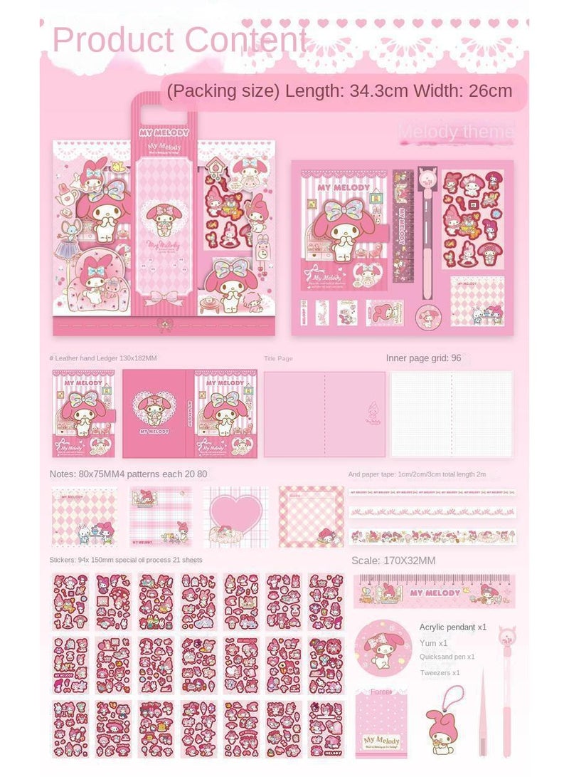 kuromi طقم القرطاسية دليل سكربوكينغ منظم، دفتر ملاحظات محمول، شريط، مسطرة، قلم، وملصقات هدايا مثالية لعيد الميلاد للفتيات من سن 4-12، هدية مثالية للأطفال للعودة إلى المدرسة (كورومي) - Image 2