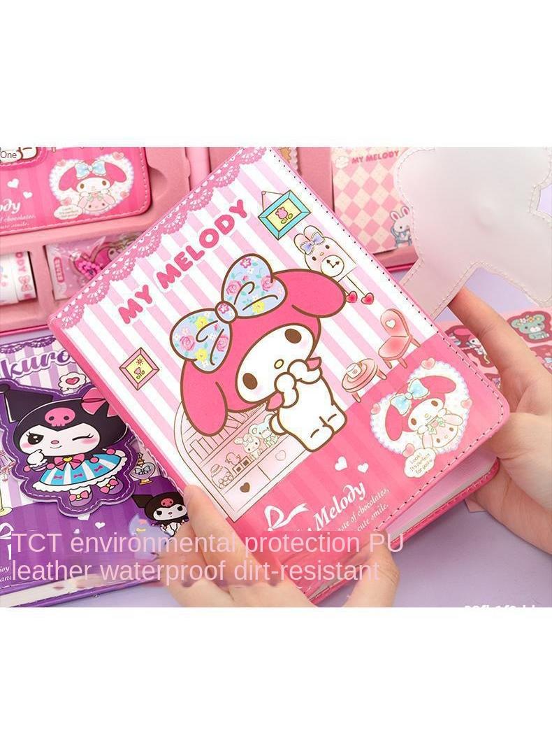 kuromi طقم القرطاسية دليل سكربوكينغ منظم، دفتر ملاحظات محمول، شريط، مسطرة، قلم، وملصقات هدايا مثالية لعيد الميلاد للفتيات من سن 4-12، هدية مثالية للأطفال للعودة إلى المدرسة (كورومي) - Image 4