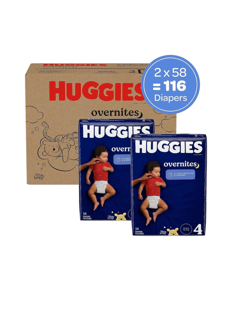 Huggies - Overnites size 4 overnight diapers (22-37 lbs), 116 Ct - Image 1