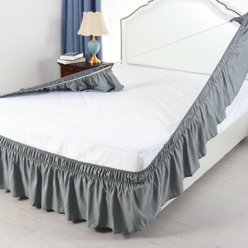 Bed Skirts,Twin 15in,Ruffled Bed for Bedroom,Soft Microfiber-Cotton Blend,Light Grey, Easy Fit Dust Ruffle,1 Piece Twin Size Bed Skirt for Home - Image 5