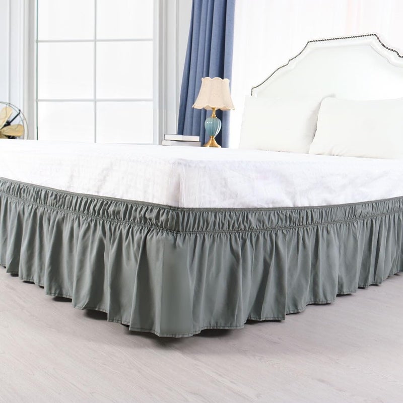 Bed Skirts,Twin 15in,Ruffled Bed for Bedroom,Soft Microfiber-Cotton Blend,Light Grey, Easy Fit Dust Ruffle,1 Piece Twin Size Bed Skirt for Home - Image 1