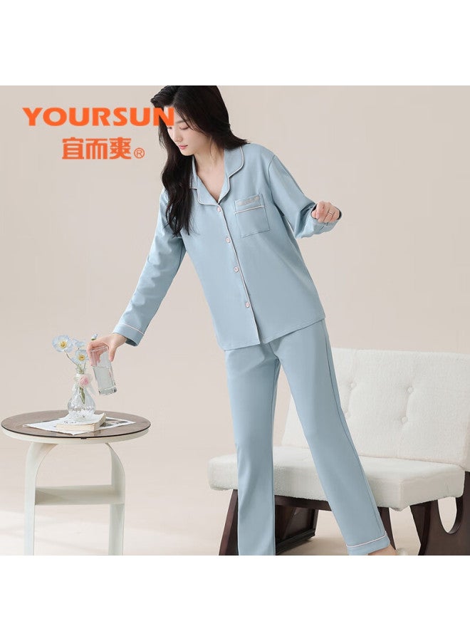 Yiershuang Women's Pajamas, Spring And Autumn Cardigan, Loose Casual Wearable Loungewear Set