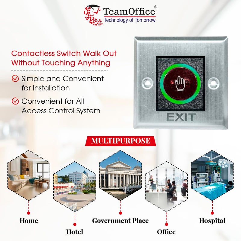 Team Office No Touch Door Exit Switch For Access ControlNONCCom Output - Image 3