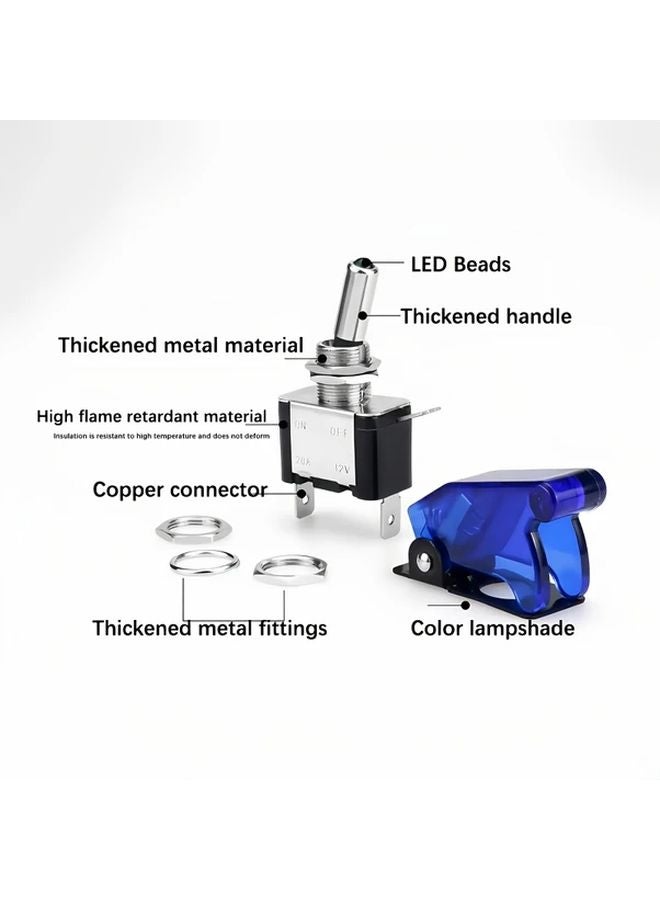 قطعتان من مفتاح التأرجح الأحمر SPST تشغيل وإيقاف لاستخدامات القوارب والسيارات والشاحنات والمقطورات البحرية - Image 5