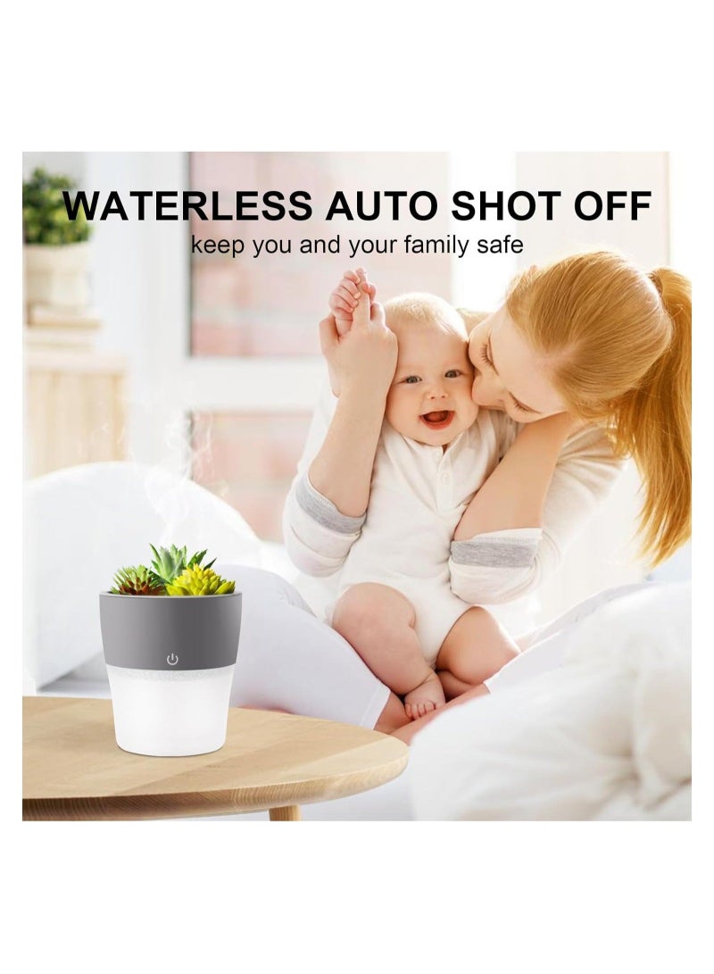 Captaintech Small Humidifier, Humidifier for Bedroom, Artificial Succulent Plants Mini Humidifier for Bedroom Baby Home, Super Quiet and Waterless Auto Shut Off, Cool Mist Humidifier for Office, 150ml - Image 4