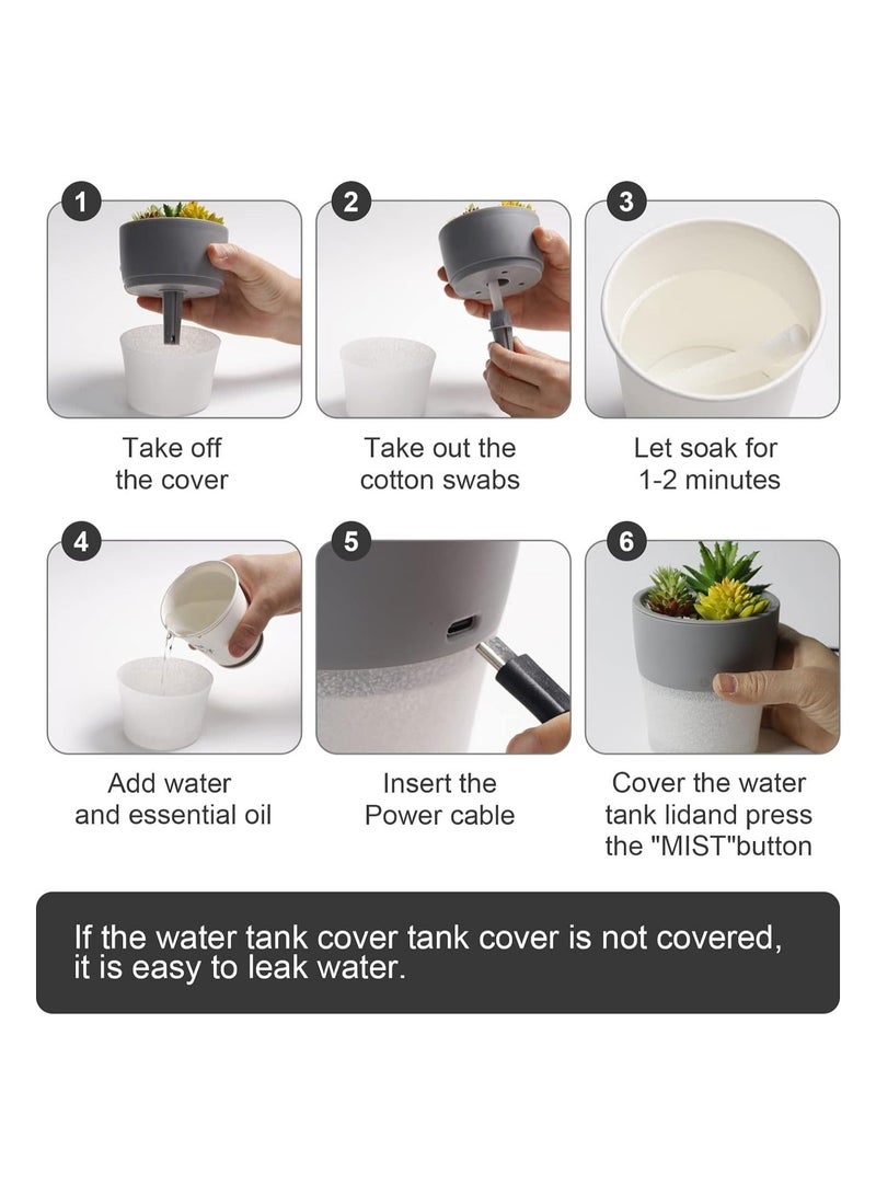 Captaintech Small Humidifier, Humidifier for Bedroom, Artificial Succulent Plants Mini Humidifier for Bedroom Baby Home, Super Quiet and Waterless Auto Shut Off, Cool Mist Humidifier for Office, 150ml - Image 5