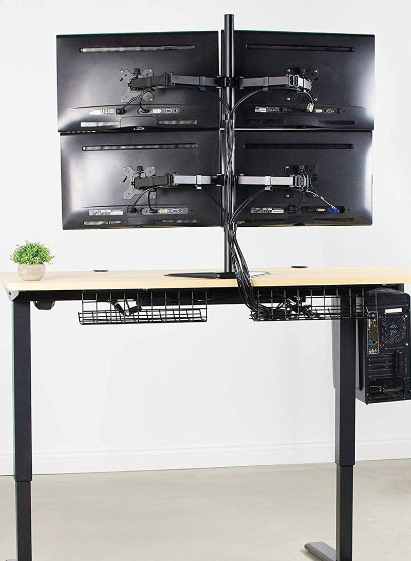 NEWSTAR Quad Monitor Stand for 13–32" Screens | Heavy Duty Adjustable Mount Holds 4 Monitors | 32kg Capacity, 360° Rotation, Height Adjustable, Cable Management – Black - Image 3