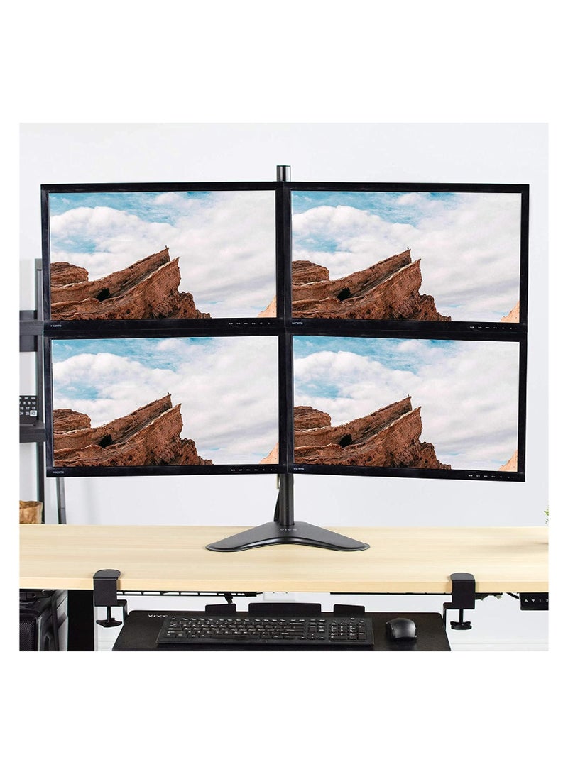 NEWSTAR Quad Monitor Stand for 13–32" Screens | Heavy Duty Adjustable Mount Holds 4 Monitors | 32kg Capacity, 360° Rotation, Height Adjustable, Cable Management – Black - Image 4