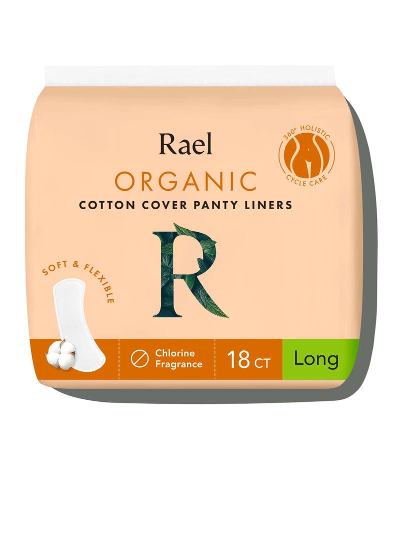 Rael Korean Organic Cotton Long Panty Liners Pack of 18 Soft Breathable Daily Liners for Women Natural Comfort Eco Friendly Hygiene Gentle Pads for Freshness and Protection - Image 2