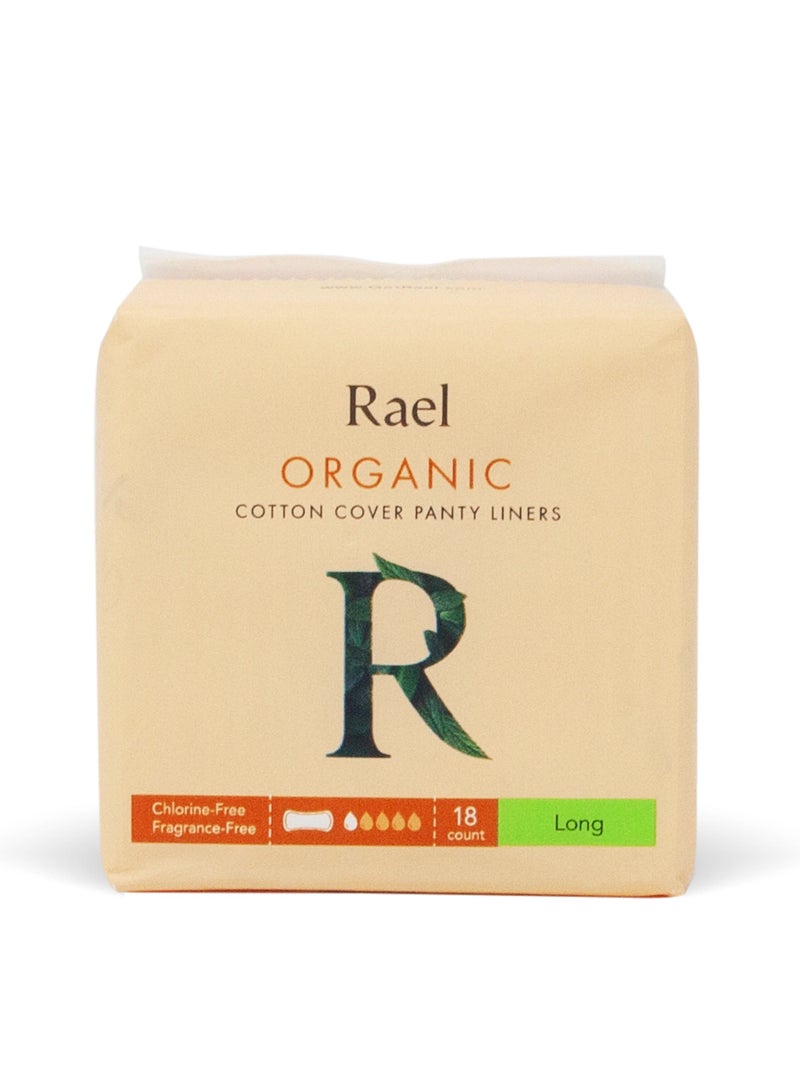 Rael Korean Organic Cotton Long Panty Liners Pack of 18 Soft Breathable Daily Liners for Women Natural Comfort Eco Friendly Hygiene Gentle Pads for Freshness and Protection - Image 1