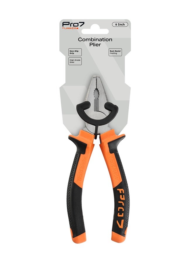 LAWAZIM Pro7 Combination Plier -6inch, Black and Orange - Rubber Handle Lineman Plier with Gripping, Twisting, Bending & Cutting Functions - Ideal for Electrical Work, Construction, Household Repairs - Image 5