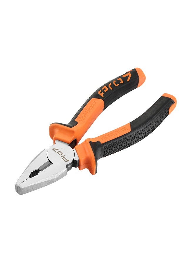 LAWAZIM Pro7 Combination Plier -6inch, Black and Orange - Rubber Handle Lineman Plier with Gripping, Twisting, Bending & Cutting Functions - Ideal for Electrical Work, Construction, Household Repairs - Image 1