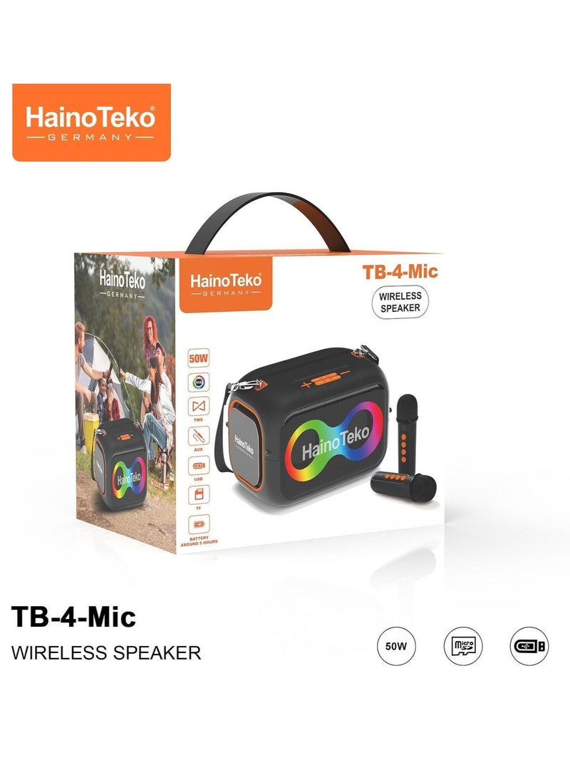 Haino Teko TB-4 mic Wireless Portable Bluetooth Speaker with 2 Wireless Mics - Image 5