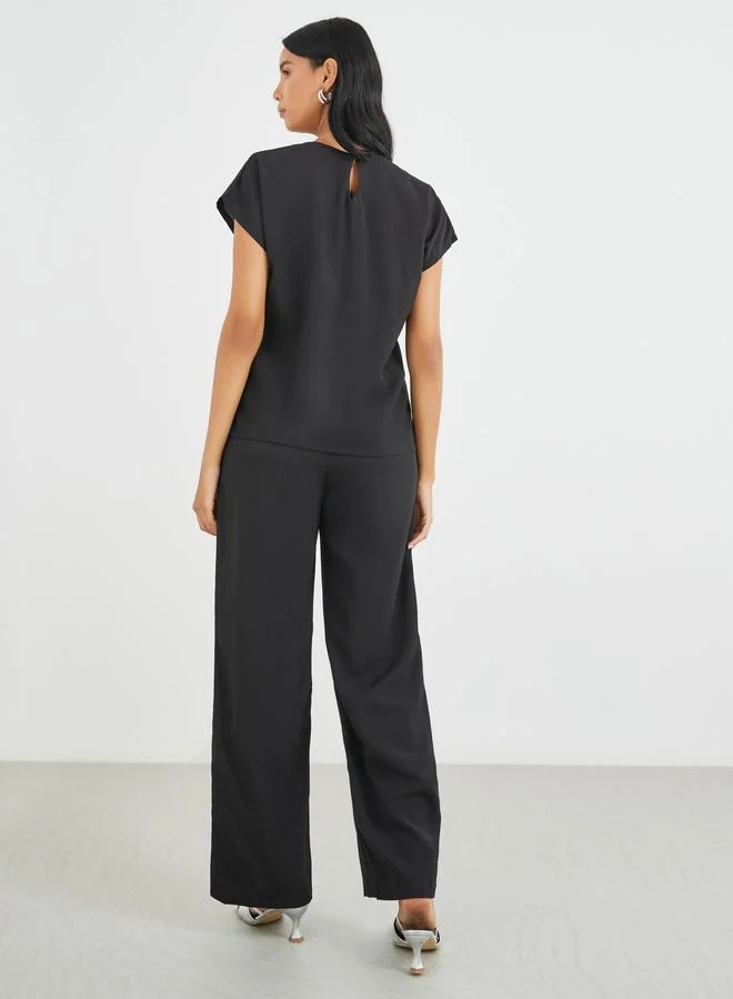 Take Two Take Two Sequined Neckline Top and Pants Co-Ords