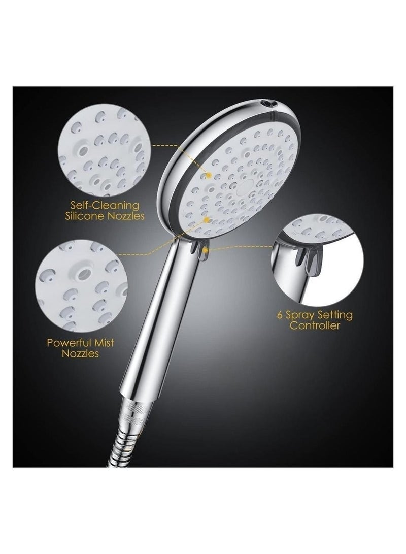 SYOSI Shower Head, 6 Spray Modes High Pressure Handheld Power Shower, Water Saving Chrome Finish Filter Shower (Not Include Hose) - Image 5