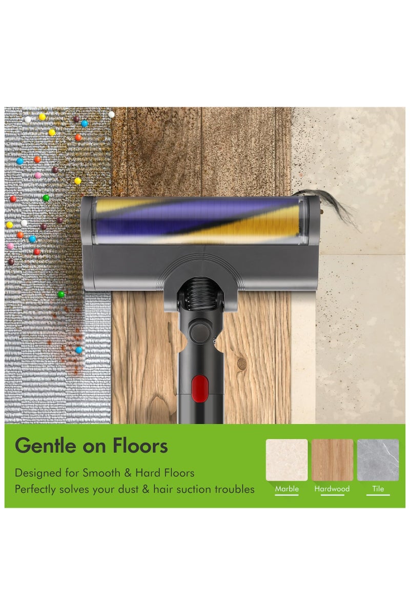 اكسيسن ملحقات المكنسة الكهربائية Motorhead لمكانس Dyson V7 V8 V10 V11 V15 اللاسلكية، رأس فرشاة للأرضيات الخشبية الصلبة سريعة التحرير مع ضوء كشف الغبار، رأس تنظيف ناعم قابل للاستبدال، قطع غيار - Image 4