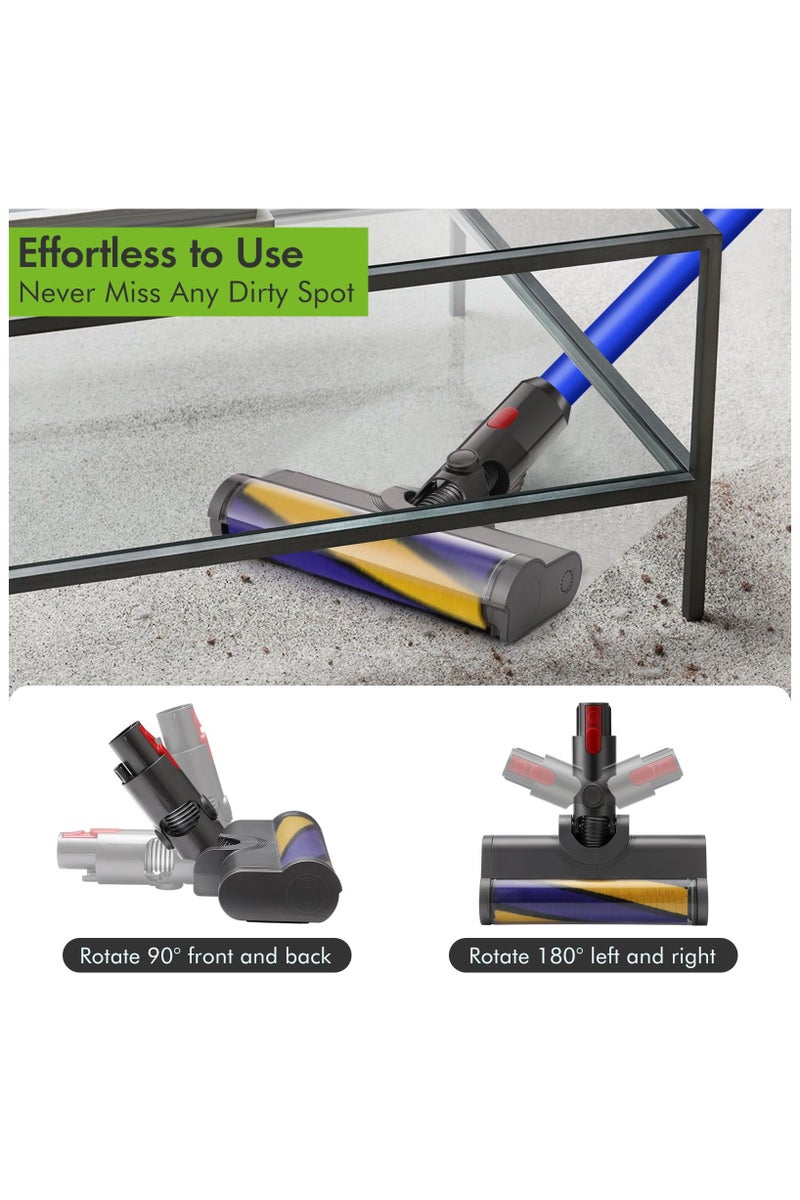 اكسيسن ملحقات المكنسة الكهربائية Motorhead لمكانس Dyson V7 V8 V10 V11 V15 اللاسلكية، رأس فرشاة للأرضيات الخشبية الصلبة سريعة التحرير مع ضوء كشف الغبار، رأس تنظيف ناعم قابل للاستبدال، قطع غيار - Image 5