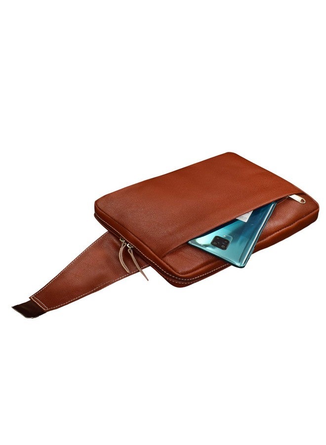 ABYS Genuine Leather Brown Sling Bag||Rucksacs Bag For Men And Women - Image 4