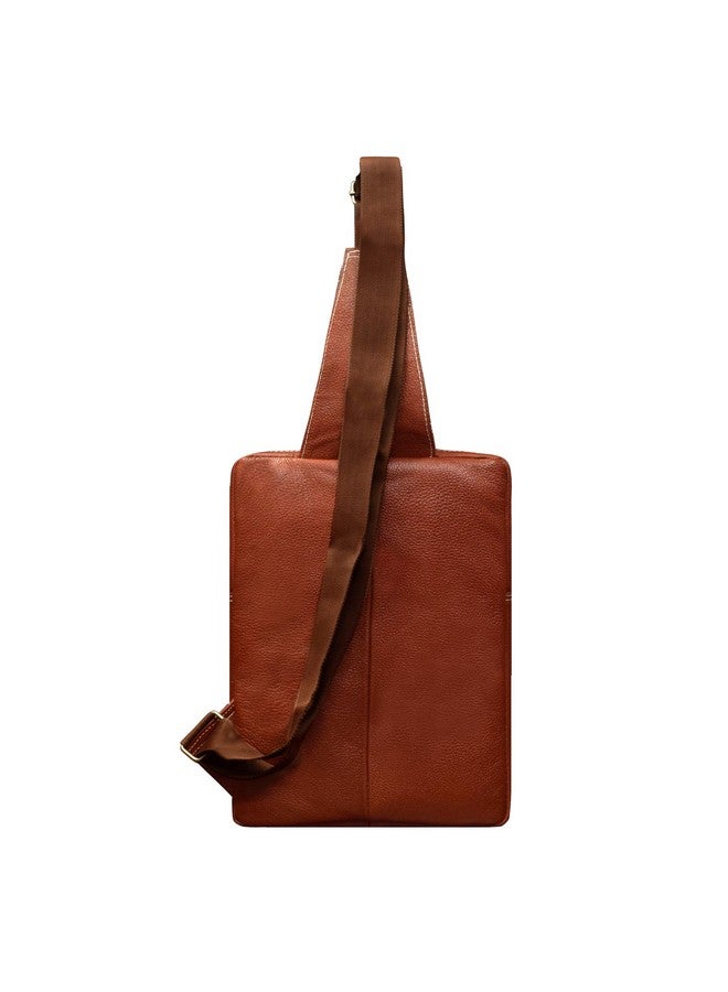 ABYS Genuine Leather Brown Sling Bag||Rucksacs Bag For Men And Women - Image 5