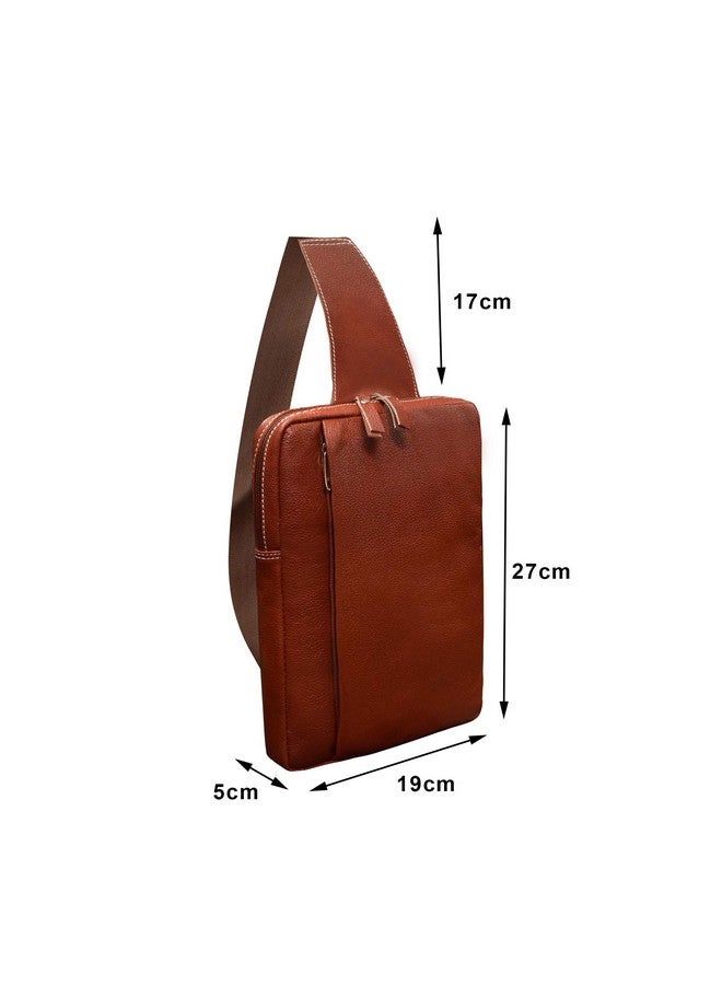 ABYS Genuine Leather Brown Sling Bag||Rucksacs Bag For Men And Women - Image 3