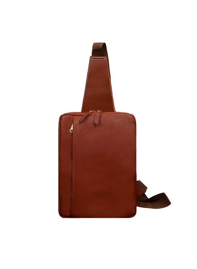 ABYS Genuine Leather Brown Sling Bag||Rucksacs Bag For Men And Women - Image 1