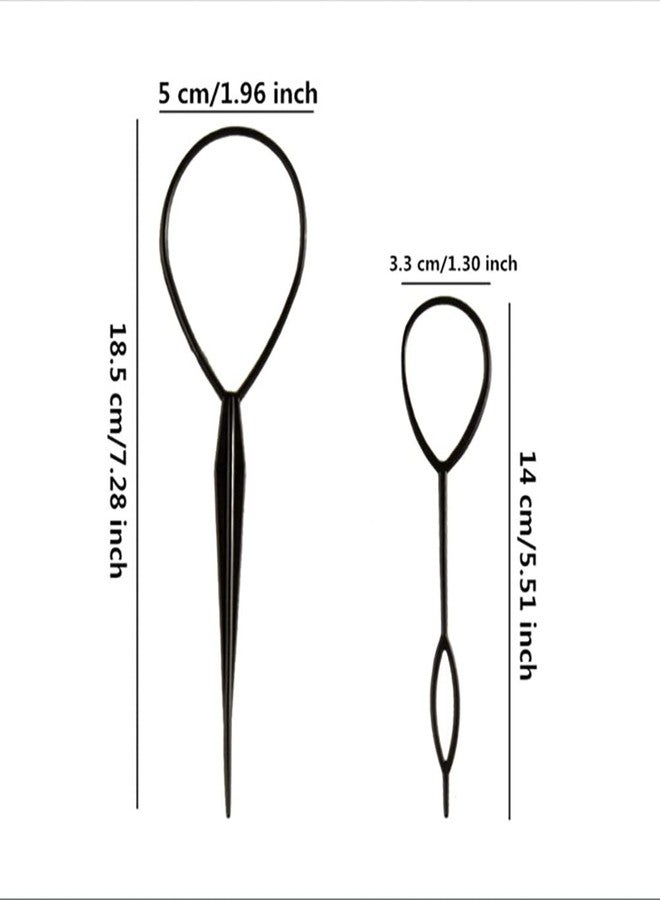 nanaxagly 10 Pairs Hair Tail Tools, Hair Braid Accessories,French Braid Tool Loop for Hair Styling, 20pcs, black Color - Image 2