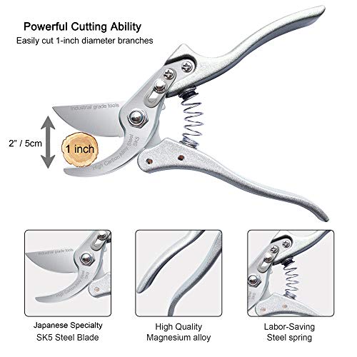TONMA JP TONMA Pruning Shears for Gardening [Made in Japan] 8 Inch Bypass Garden Scissors Secateurs, Premium Japanese Gardening Tools Hand Pruner Clippers with Ergonomic Handle - Image 3