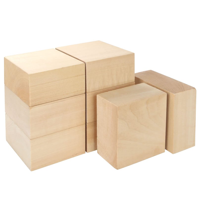 DIRBUY 8 pcs Large Basswood Blocks for Carving and Crafts 4x4x2 inch DIY Wood Signs Ideal for Carving Practice DIY Projects