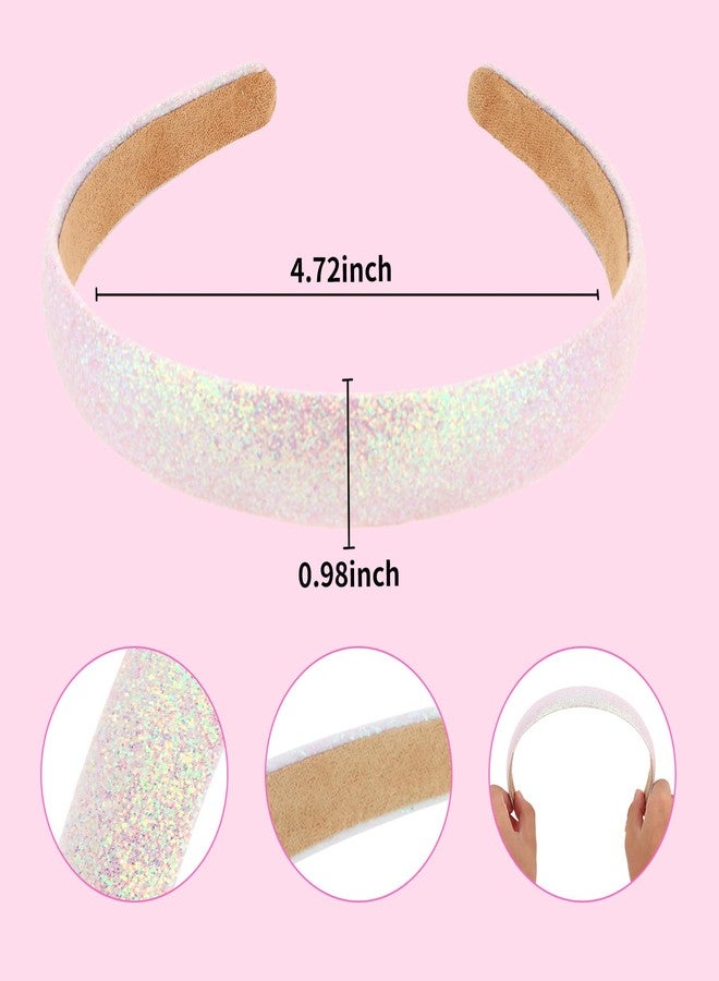 Semato Pink Glitter Headbands for Girls Sparkly Wide Headband Cute Non Slip Headbands Bling Hairband for Little Girl Hair Accessories - Image 2