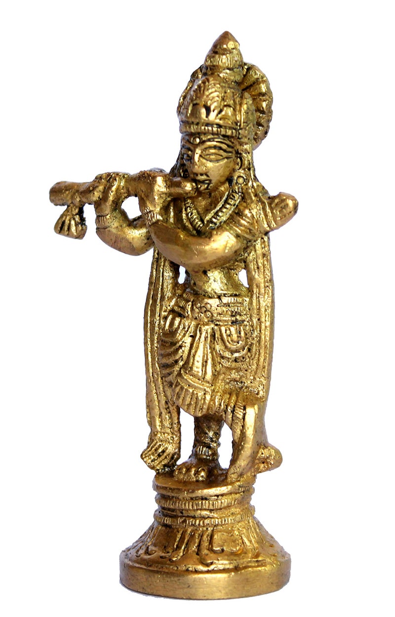 eSplanade - Krishna Kishan Makhan Chor Laddoo Gopal Thakurji Murti Idol Statue Sculpture - Brass - 3.5" Inches - Image 5