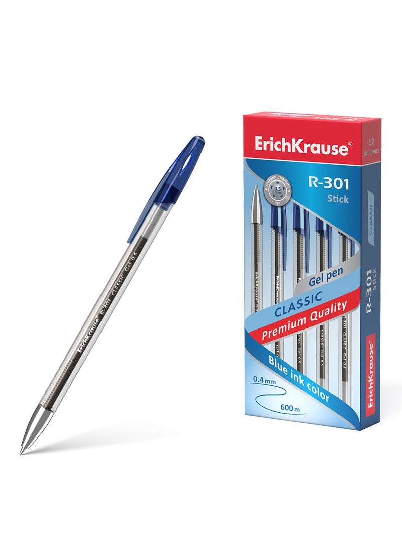 ErichKrause Gel ink pen R-301 Gel Stick Classic 0.5, ink color: blue (box 12 pcs.) - Image 1