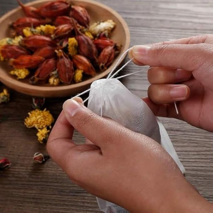 HBSTUDIO 30 Pcs Disposable Drawstring Tea Infusers Tea Filter Bags For Loose Tea Herbs Spice Bags For Brew Tea Cold Brew Coffee 15 X 20Cm - Image 5