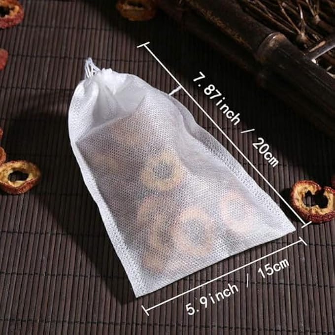 HBSTUDIO 30 Pcs Disposable Drawstring Tea Infusers Tea Filter Bags For Loose Tea Herbs Spice Bags For Brew Tea Cold Brew Coffee 15 X 20Cm - Image 3