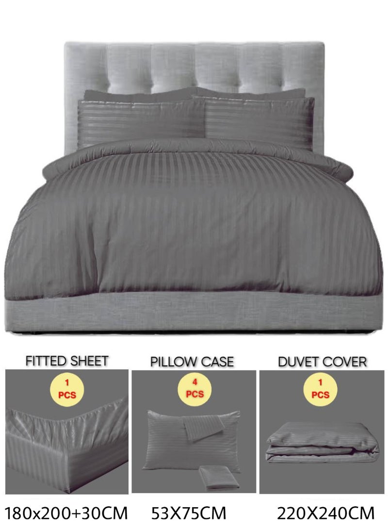 Blueberry 6 Pieces King Size Duvet Cover Set - Includes 1 Duvet Cover (220x240cm), 1 Fitted Sheet (180x200+30cm), 4 Pillow Cases - Image 2