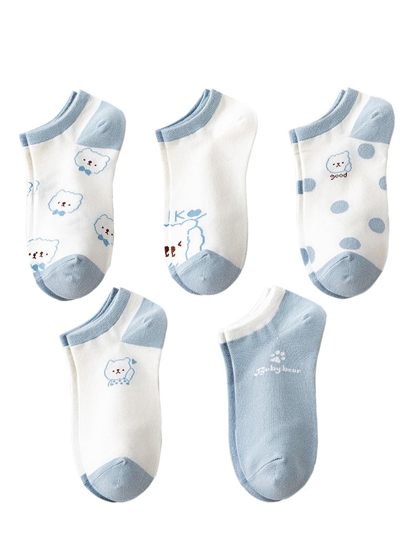 KASTWAVE 5-Pack Cotton Ankle Socks - Colorful Breathable Low Cut Casual Athletic Socks for Women, Moisture-Wicking Trainer Socks, US 4-9 - Image 1