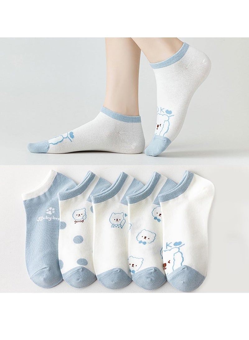 KASTWAVE 5-Pack Cotton Ankle Socks - Colorful Breathable Low Cut Casual Athletic Socks for Women, Moisture-Wicking Trainer Socks, US 4-9 - Image 3