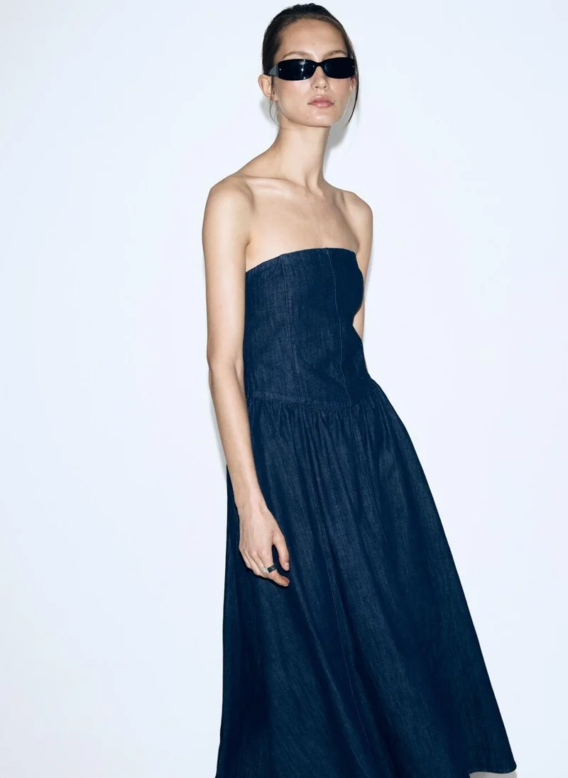 MANGO  Strapless denim dress for Women | Best Price UAE