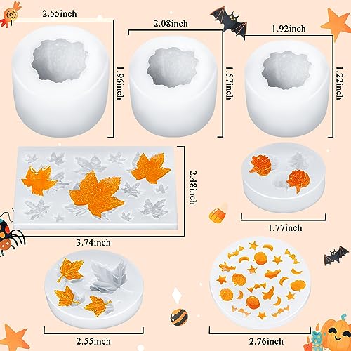 KVCSYAW 7 Pcs Pumpkin Candle Molds - Halloween & Thanksgiving Silicone Molds for DIY Craft Making Decoration Supplies - Image 2