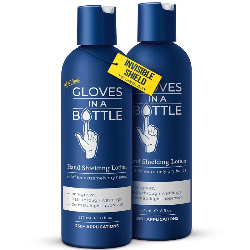 Gloves in a Bottle Shielding Lotion for Dry Itchy Skin Grease-Less and Unscented, 8 Fl Oz, Pack of 2 - Image 1