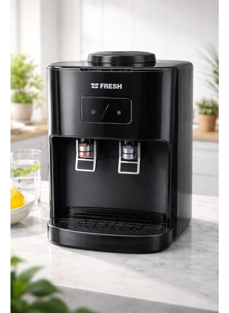 Fresh Black Desktop Water Dispenser with 2 Taps (Cold/Warm)