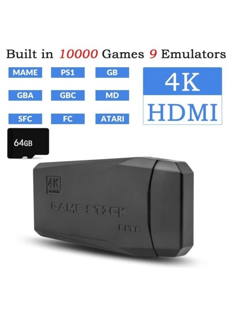 Gravity Wireless Retro Game Console, Plug and Play Video Game Stick Built in 10000+ Games,9 Classic Emulators, 4K High Definition HDMI Output for TV with Dual 2.4G Wireless Controllers - Image 2