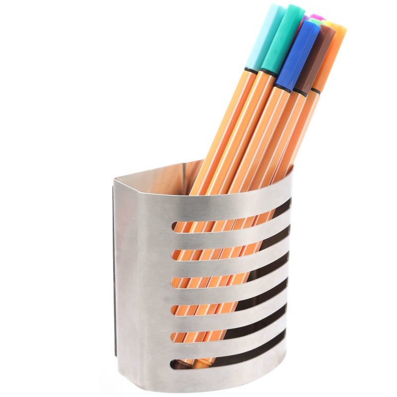 Sanpaint 2 Pack Magnetic Modern Pen and Pencil Holder, Metal Writing Utensil Storage Organizer for Kitchen, Locker, Home, or Office, 3.25" x 1.75" x 3.50", Brushed Stainless Steel - Image 5