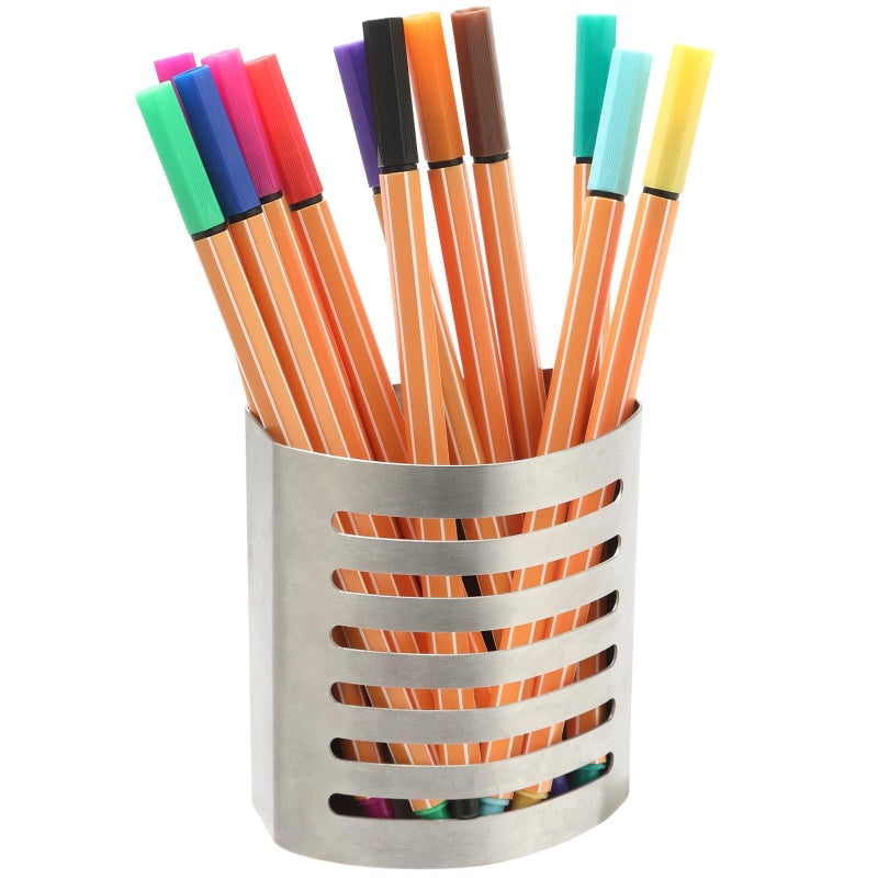 Sanpaint 2 Pack Magnetic Modern Pen and Pencil Holder, Metal Writing Utensil Storage Organizer for Kitchen, Locker, Home, or Office, 3.25" x 1.75" x 3.50", Brushed Stainless Steel - Image 4